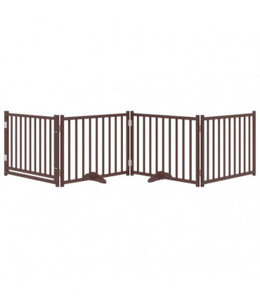 vidaXL Dog Gate with Door Foldable 4 Panels Brown Oak 320 cm Solid Wood Fir