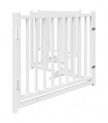 vidaXL Dog Gate with Door Foldable 4 Panels White 320 cm Solid Wood Fir