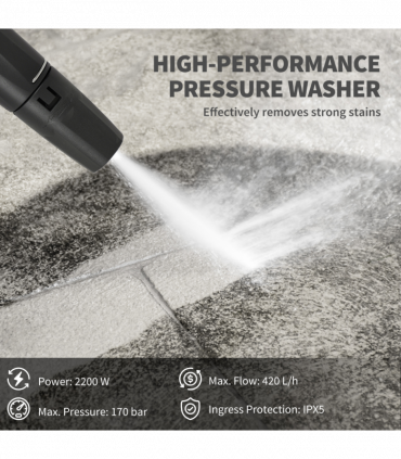 Outsunny 2200W Power Washer 170 Bar Pressure with Adjustable Nozzle