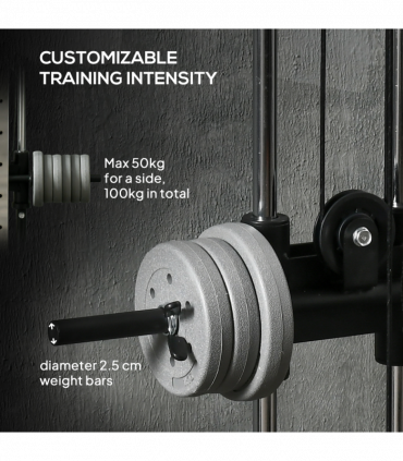 SPORTNOW Wall Mount Cable Station with 15 Positions Adjustable Dual Pulleys