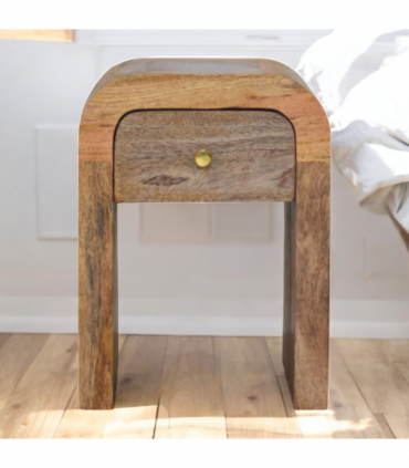 Artisan Furniture Solid Wood Mini Darcy Oak-ish Nightstand with Curved Edges