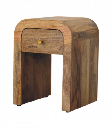 Artisan Furniture Solid Wood Mini Darcy Oak-ish Nightstand with Curved Edges