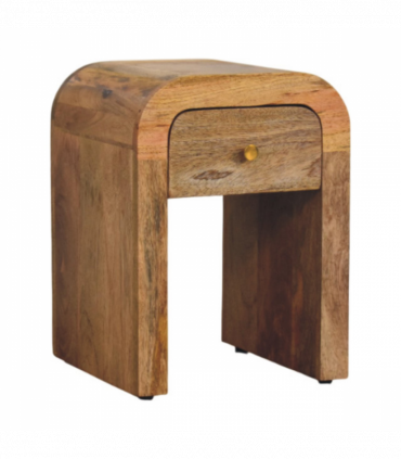 Artisan Furniture Solid Wood Mini Darcy Oak-ish Nightstand with Curved Edges