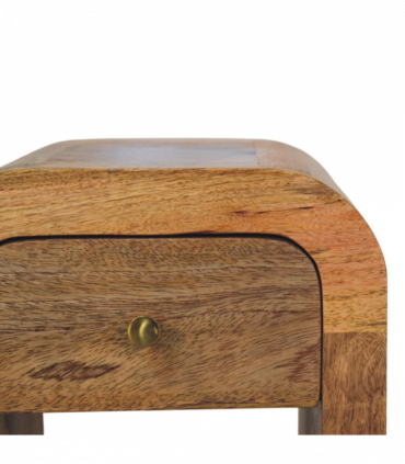 Artisan Furniture Solid Wood Mini Darcy Oak-ish Nightstand with Curved Edges