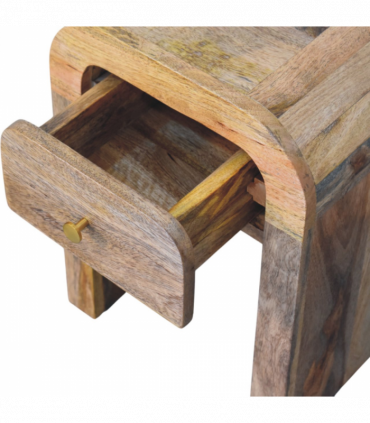 Artisan Furniture Solid Wood Mini Darcy Oak-ish Nightstand with Curved Edges