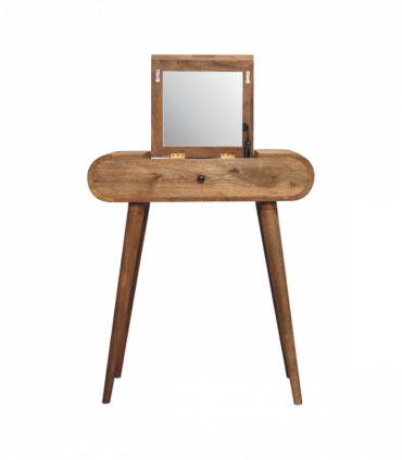 Artisan Furniture Solid Mango Wood Mini Oak-ish Round Dressing Table