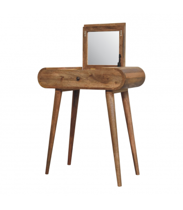 Artisan Furniture Solid Mango Wood Mini Oak-ish Round Dressing Table