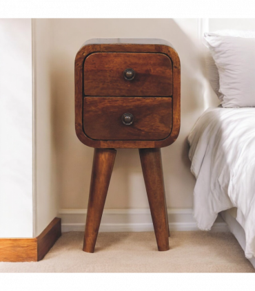 Artisan Furniture Solid Wood Extra Mini Curved Chestnut Bedside