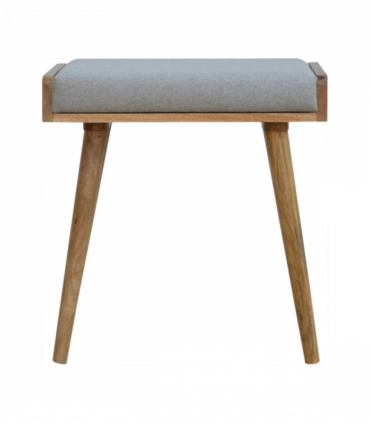 Artisan Furniture Solid Mango Wood Grey Tweed Tray Style Footstool