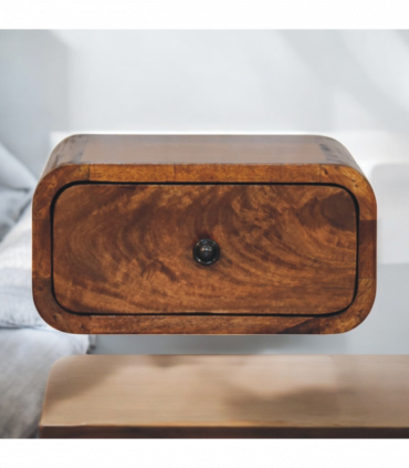 Artisan Furniture Solid Wood Avora Mini Wall-Mounted Chestnut 1 Drawer Nightstand