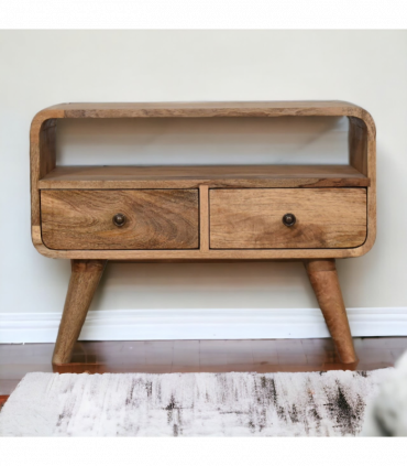 Artisan Furniture Solid Wood Mini Curved Oak-ish Media Unit