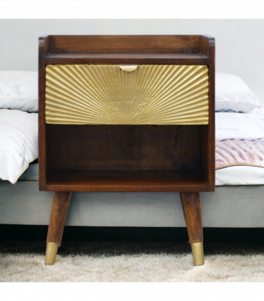 Artisan Furniture Solid Wood Manila Gold One Drawer Bedside