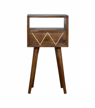 Artisan Furniture Solid Wood Mini Geo Brass Bedside