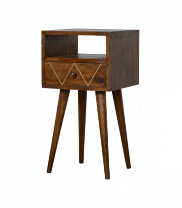 Artisan Furniture Solid Wood Mini Geo Brass Bedside