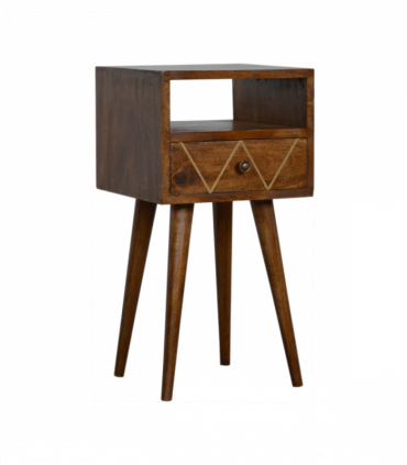 Artisan Furniture Solid Wood Mini Geo Brass Bedside