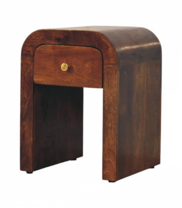 Artisan Furniture Solid Wood Mini Darcy Chestnut Nightstand with Curved Edges, Brown, 1 Drawer
