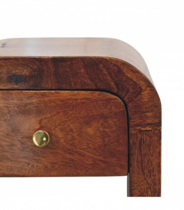 Artisan Furniture Solid Wood Mini Darcy Chestnut Nightstand with Curved Edges, Brown, 1 Drawer