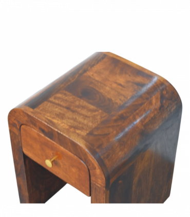 Artisan Furniture Solid Wood Mini Darcy Chestnut Nightstand with Curved Edges, Brown, 1 Drawer