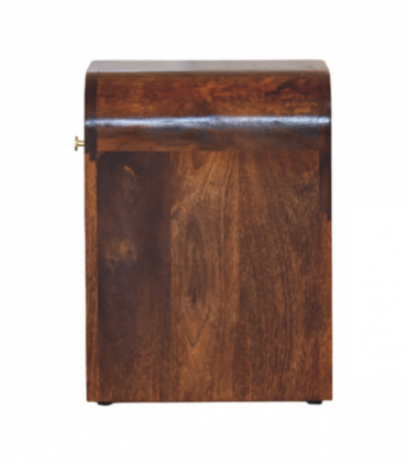 Artisan Furniture Solid Wood Mini Darcy Chestnut Nightstand with Curved Edges, Brown, 1 Drawer