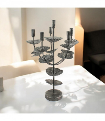 57CM SILVER METAL CANDLE HOLDER