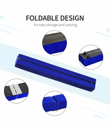 HOMCOM 2.1m Balance Beam Trainer Fold Performance Gymnastics, Blue