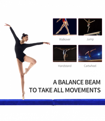 HOMCOM 2.1m Balance Beam Trainer Fold Performance Gymnastics, Blue