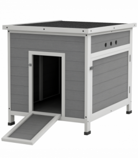 PawHut Wooden Duck House, Poultry Coop w/ Double Doors, Openable Roof, Grey