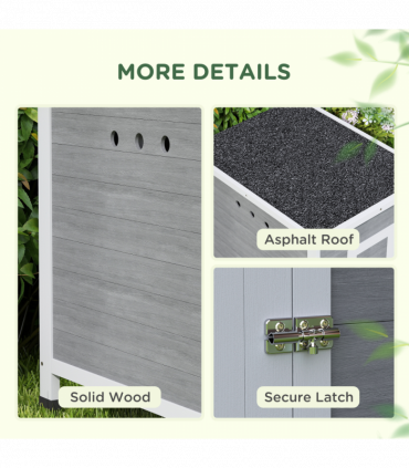 PawHut Wooden Duck House, Poultry Coop w/ Double Doors, Openable Roof, Grey