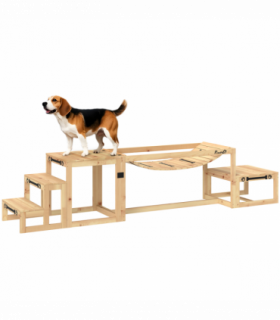 PawHut 3 Pieces Wooden Dog Agility Training Equipment, Natural Wood