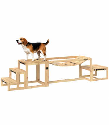 PawHut 3 Pieces Wooden Dog Agility Training Equipment, Natural Wood