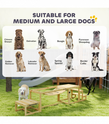 PawHut 3 Pieces Wooden Dog Agility Training Equipment, Natural Wood