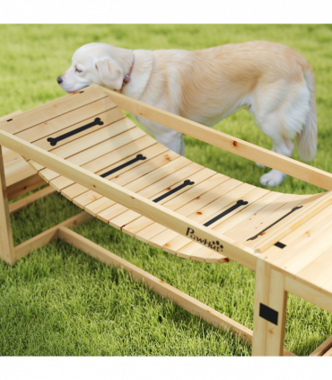 PawHut 3 Pieces Wooden Dog Agility Training Equipment, Natural Wood