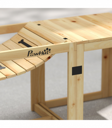 PawHut 3 Pieces Wooden Dog Agility Training Equipment, Natural Wood