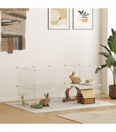 PawHut DIY Pet Playpen 36 Panel for Rabbit Chinchilla Hedgehog, White