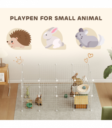 PawHut DIY Pet Playpen 36 Panel for Rabbit Chinchilla Hedgehog, White