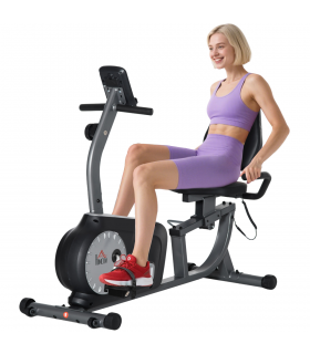 HOMCOM Exercise Bike with LCD Display, Quiet 8-Level Magnetic Resistance