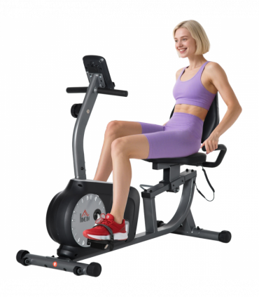 HOMCOM Exercise Bike with LCD Display, Quiet 8-Level Magnetic Resistance