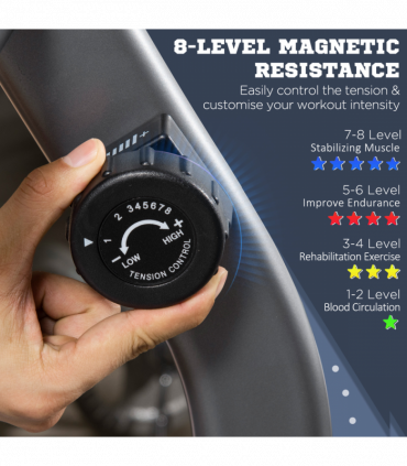 HOMCOM Exercise Bike with LCD Display, Quiet 8-Level Magnetic Resistance