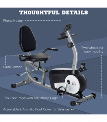 HOMCOM Exercise Bike with LCD Display, Quiet 8-Level Magnetic Resistance