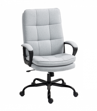 HOMCOM Fabric Office Chair, Computer Desk Chair for Home, Light Grey