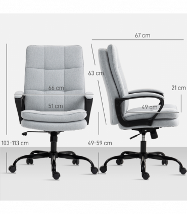 HOMCOM Fabric Office Chair, Computer Desk Chair for Home, Light Grey