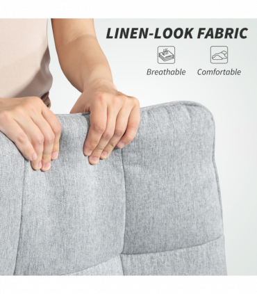 HOMCOM Fabric Office Chair, Computer Desk Chair for Home, Light Grey