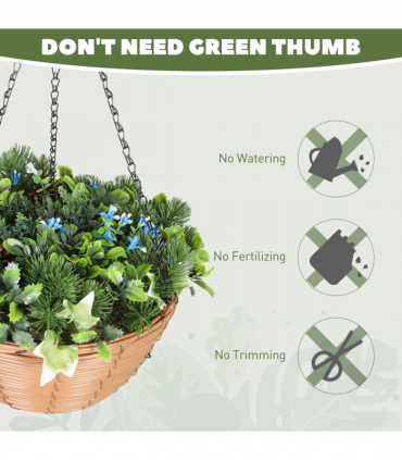 HOMCOM Artificial Flowers in Basket Set of 2 with PE Leaves and 18 Flowers