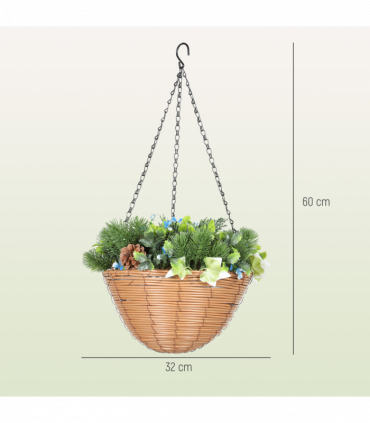 HOMCOM Artificial Flowers in Basket Set of 2 with PE Leaves and 18 Flowers