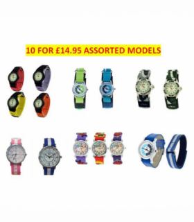 Relda Childrens Boys/Girls Analogue Silicone Velcro Strap 10 Assorted Watches RELx10  - CLEARANCE NEEDS RE-BATTERY