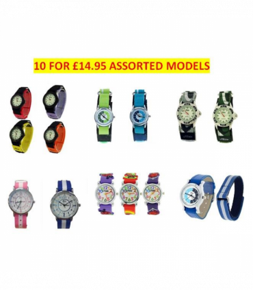 Relda Childrens Boys/Girls Analogue Silicone Velcro Strap 10 Assorted Watches RELx10  - CLEARANCE NEEDS RE-BATTERY
