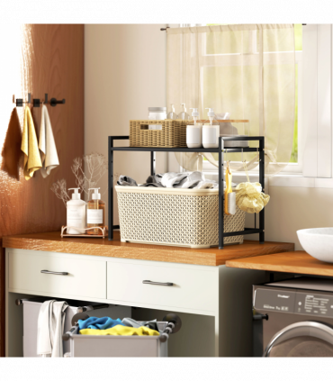 Expandable Microwave Oven Rack with 3 Hooks