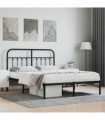 vidaXL Metal Bed Frame with Headboard Black 140x200 cm