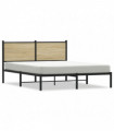 vidaXL Metal Bed Frame with Headboard Sonoma Oak 150x200 cm King Size
