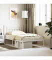 vidaXL Metal Bed Frame with Headboard White 107x203 cm